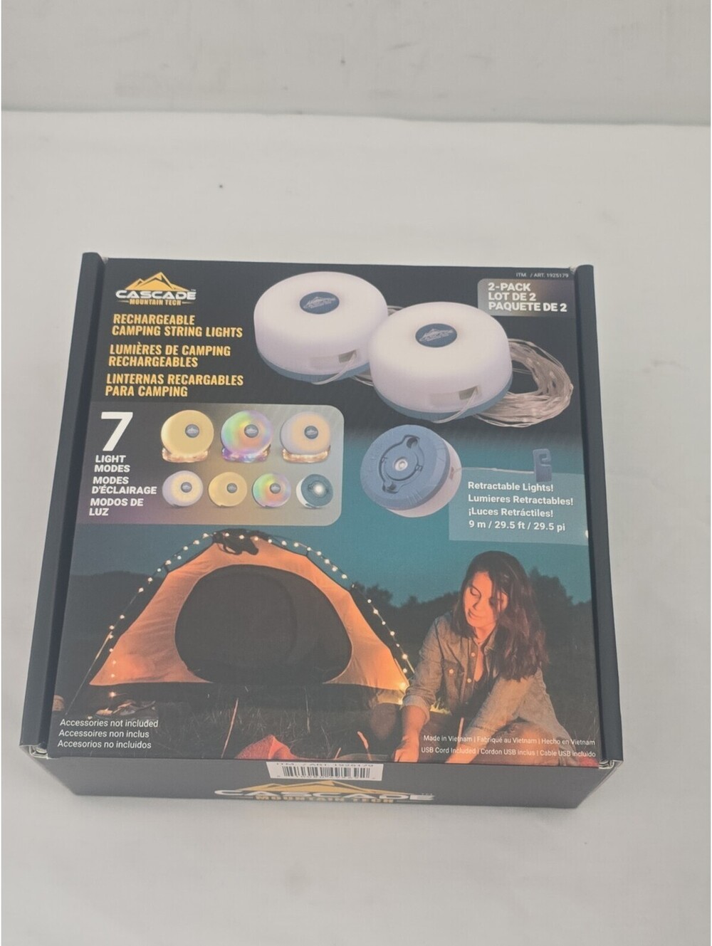 Cascade Mountain Tech Rechargeable Camping String Lights 7 Modes 200 Lumens